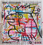 untitled (acrylic & collage on Los angeles times newsprint)